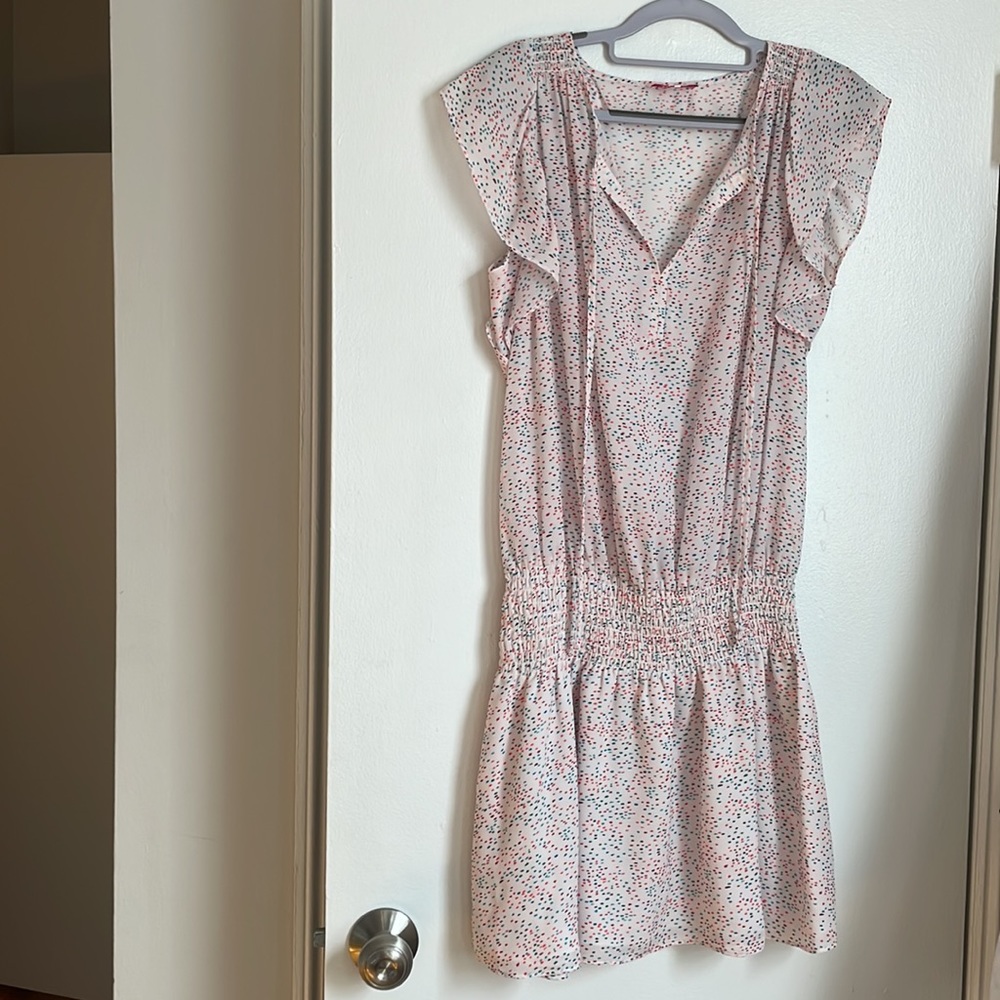 Parker smocked dot ruffle sleeve dress
